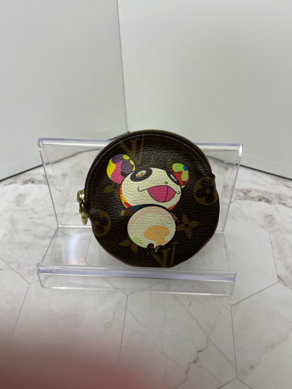 Louis Vuitton Takashi Murakami Round Coin Pouch with Multicolor Panda Motif